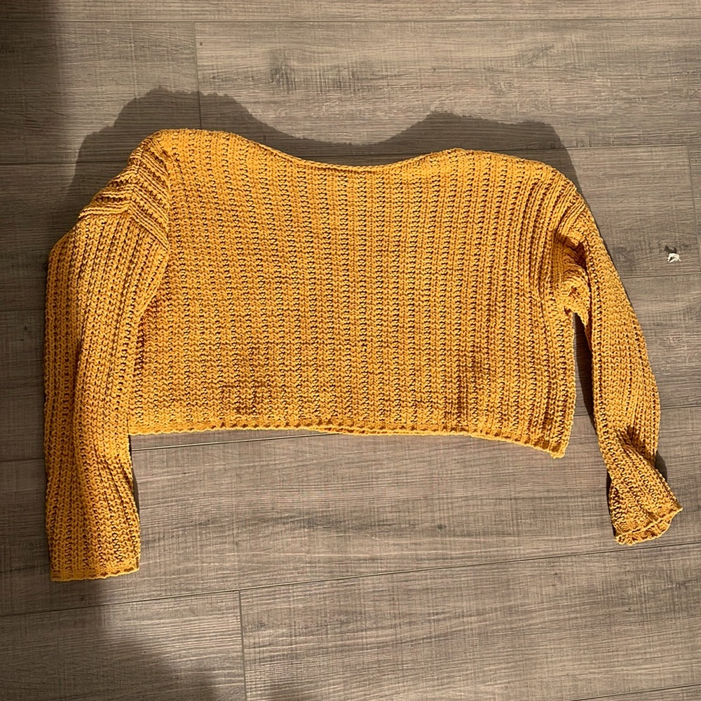 Yellow Knit Sweater Cropped